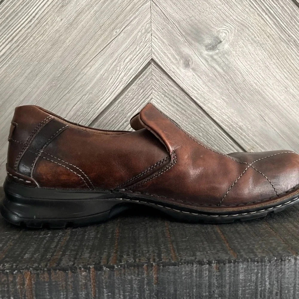 Clarks Escalade Leather Causal Loafers 70846 Brown Slip On Men Sz 9.5